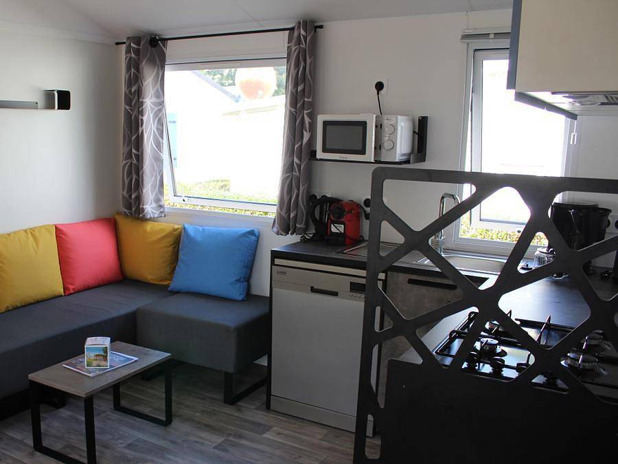 Flower Camping La Guichardière - Mobilheim 8 personen - Mobilheim Grand Confort 3 Zimmer 2 Bäder 36 m² Überdachte Terrasse 6/8 Pers. in La Plaine-sur-Mer, Côte de Jade