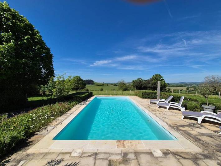 Maison de vacances pour 6 personnes, avec piscine ainsi que vue et jardin