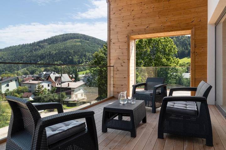 Apartament wakacyjny dla 3 osób, z sauna i widok oraz taras, zwierzęta dozwolone w Szczyrk