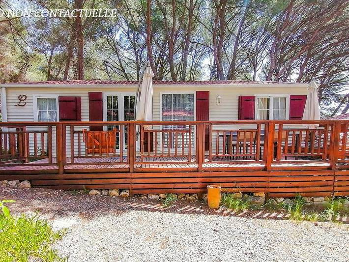 Camping Résidentiel La Pinède - Mobilheim 6 personen - Blueberry 3 Premium – 2 Schlafzimmer, 40 m² – *Klimaanlage, Terrasse, Tv* in Castelnau-de-Guers, Mittelmeerküste (Frankreich)