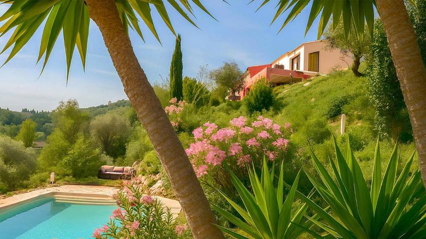 Appartement de vacances pour 2 personnes, avec piscine ainsi que jardin et vue