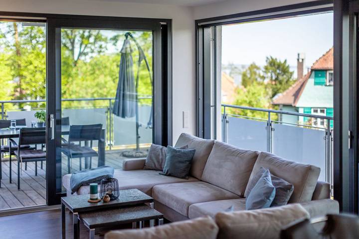 Ferienwohnung für 4 Personen, mit Terrasse und Ausblick in Untersee