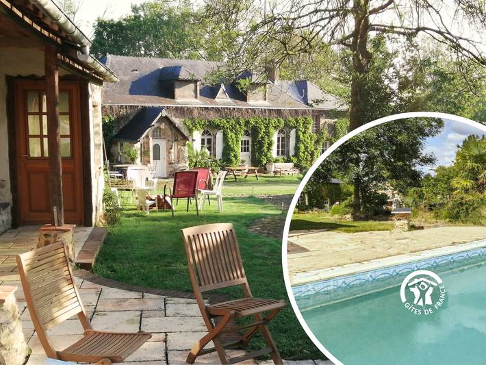 Gîte pour 11 personnes, avec Terrasse ainsi que Jardin et Piscine