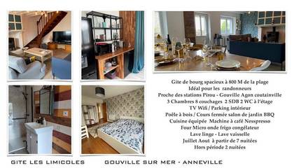 Gîte pour 8 personnes, avec jardin, adapté aux familles à Anneville-sur-Mer