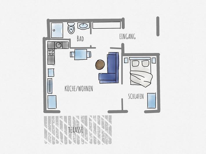 Ferienwohnung für 2 Personen, mit Terrasse und Garten in Lemkenhafen - 3