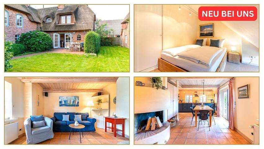 Ferienwohnung für 4 Personen, mit Terrasse und Garten sowie Ausblick in Oldsum