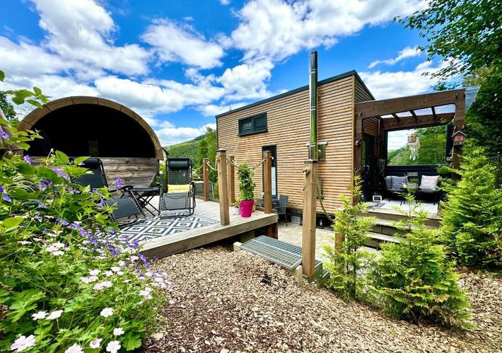 Ferienhaus für 2 Personen, mit Terrasse und Garten sowie Sauna und Ausblick