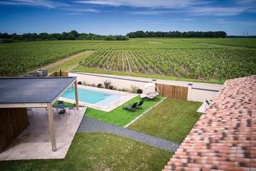 Location de vacances pour 10 personnes, avec piscine ainsi que vue et terrasse, animaux acceptés à Lussac