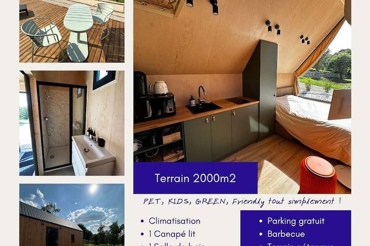 Cabane en bois pour 2 personnes, avec terrasse et jardin - 1