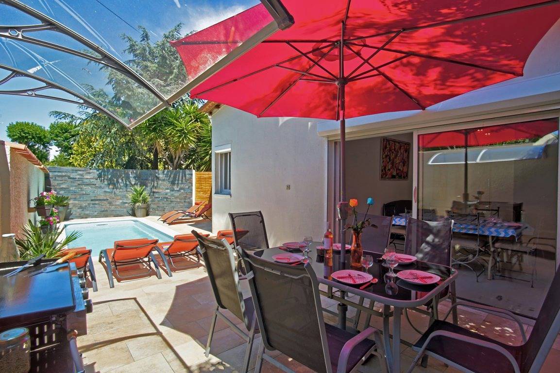 La Balinaise piscine privée chauffée 28° - climatisée zen & calme in Marseillan, Côte d'Améthyste