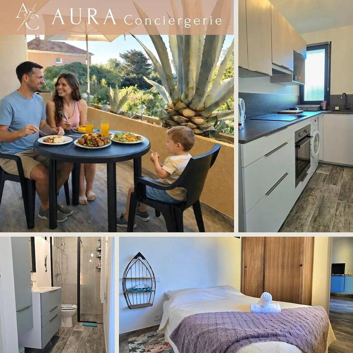 Gîte pour 2 personnes, avec Terrasse ainsi que Jardin et Vue dans Gare De Bandol