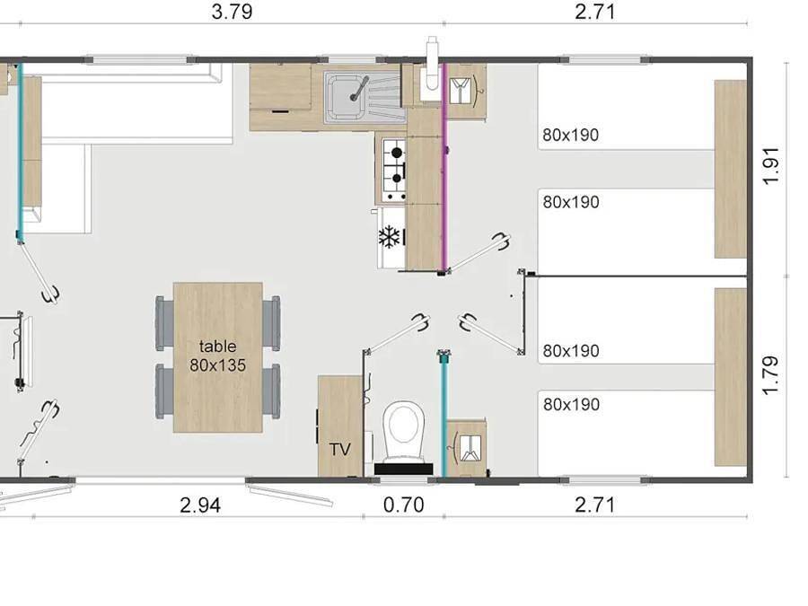 Camping Saint Jean - Mobile home 6 persons - Premium 31 sqm in Plougastel-Daoulas, Brest region