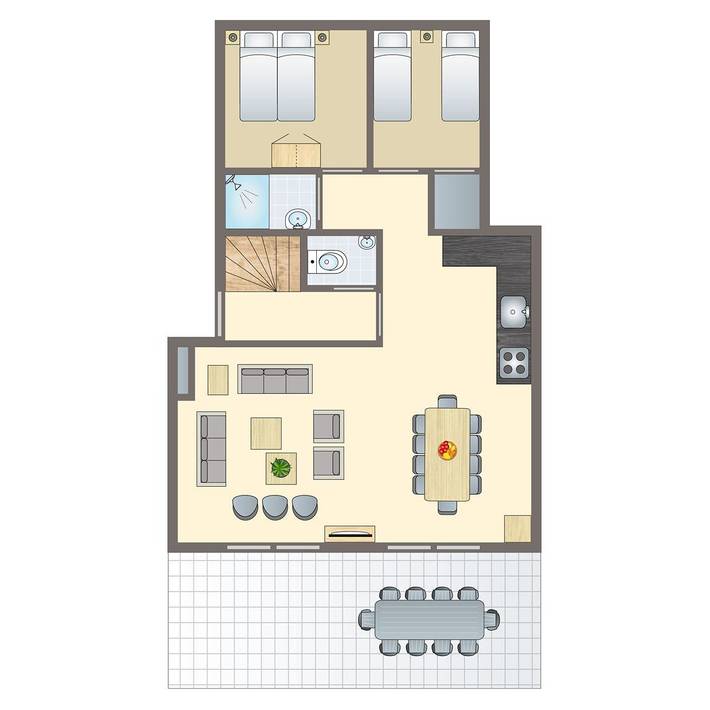 Bungalow für 10 Personen, mit Balkon/Terrasse und Terrasse