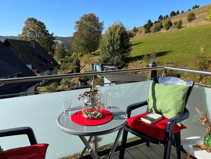 Ferienwohnung für 5 Personen, mit Balkon und Terrasse sowie Ausblick im Schwarzwald