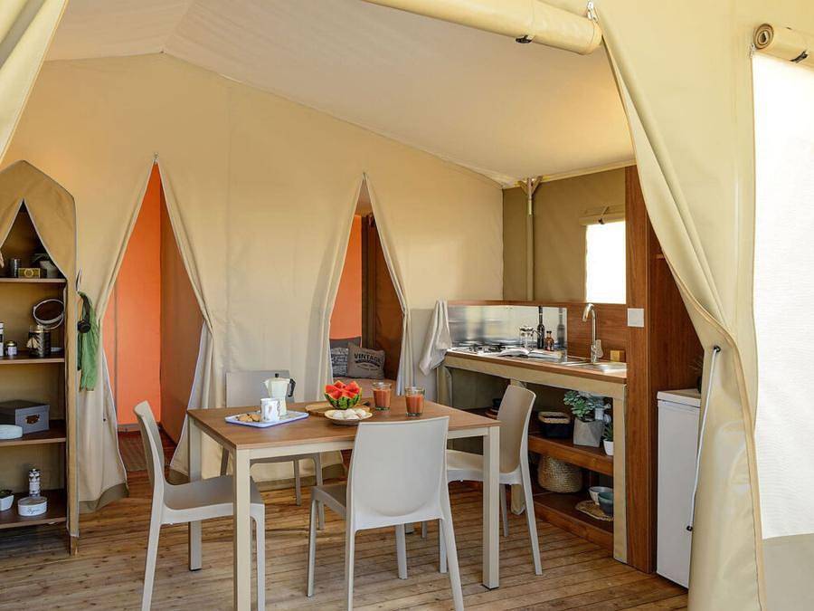 Camping Domaine Le Quercy - Tienda de lona y madera 3 personas - Tienda Lodge 21m² - 2 habitaciones in Gourdon, Lot