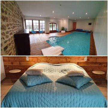 Chambre d’hôte pour 4 personnes, avec vue ainsi que piscine et jardin, adapté aux familles à Espinasse