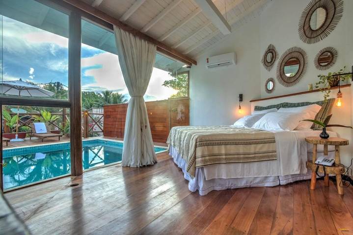 Casas e apartamentos de temporada para 4 pessoas, com jardim e jacuzzi e ainda piscina and terraço em Itacaré