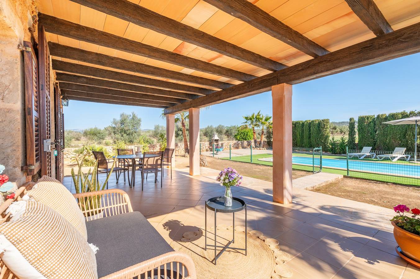 Landhaus 'Ses Oliveres' mit Bergblick, Wlan und Klimaanlage in Campos, Mallorca Süden