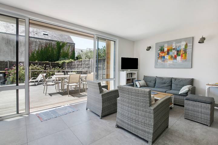 Casa familiar a 30 m de la playa con vistas al mar, terraza privada y Wi-Fi in La Turballe, Côte de Jade