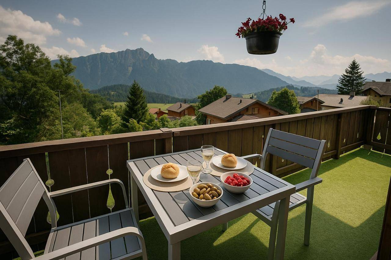 Ganze Wohnung, Two-Bedroom Apartment with Balcony and Terrace in Leysin, Alpes Vaudoises