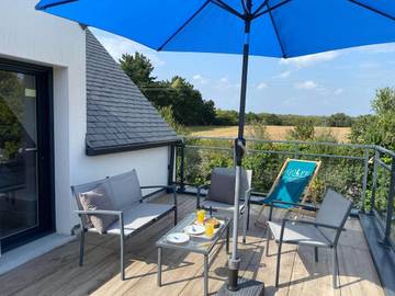 Gîte pour 4 personnes, avec vue ainsi que balcon et jardin dans Plage de Beg Lann