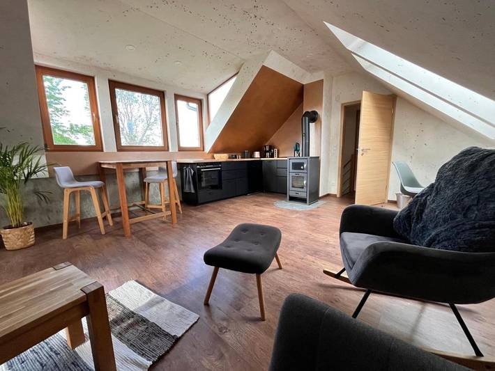 Ferienhaus für 2 Personen, mit Terrasse und Garten sowie Pool und Ausblick in der Lausitz