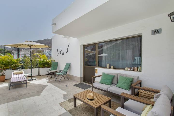Ferienhaus 'Eucalipto-Sonne garantiert' mit Meerblick, WLAN und Klimaanlage in Puerto Rico (Gran Canaria), Mogán