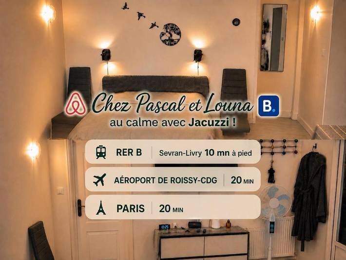 Location de vacances pour 3 personnes, avec Jacuzzi et Terrasse ainsi que Jardin et Vue à Sevran