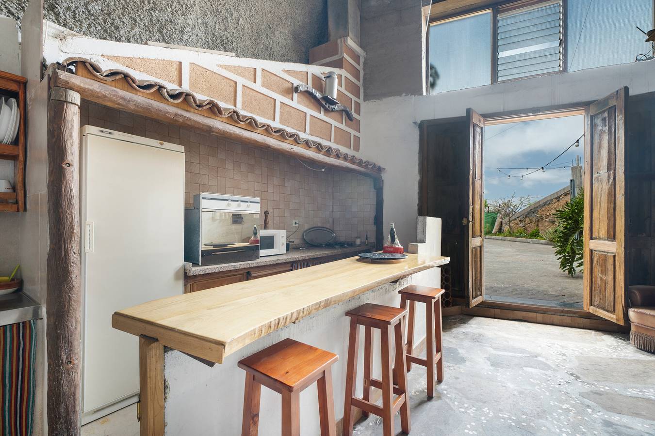 Férias na 'Casa Cueva Anajos' com vista para o mar, terraço partilhado e jardim privado in El Río, Arico