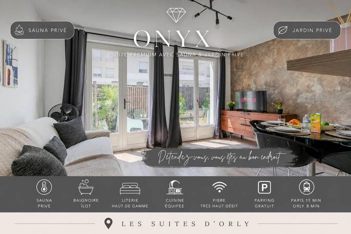 Appart’hôtel pour 2 personnes, avec Jacuzzi et Terrasse ainsi que Jardin et Sauna