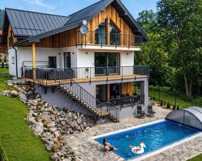 Willa dla 14 osób, z widok i basen oraz ogród i sauna, zwierzęta dozwolone w Słowacja