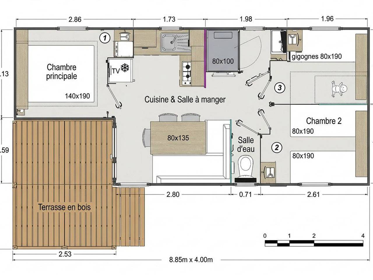 Mobil home pour 6 personnes avec terrasse in Saint-Gérons, Région d'Aurillac
