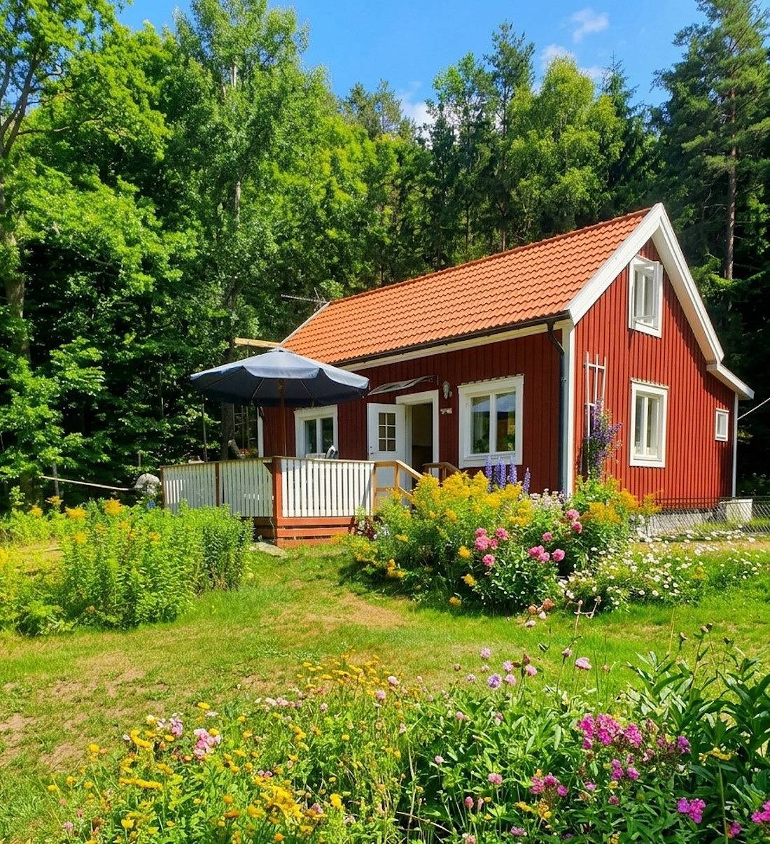Hus för 6 Personer, med terass samt trädgård och sjöutsikt
