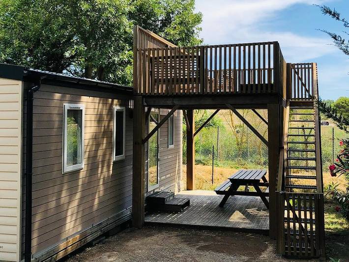 Camping La Grange Neuve - Mobilheim 6 personen - Le Panoramique Privilege - Blick auf das afrikanische Reservat in Sigean, Mittelmeerküste (Frankreich)