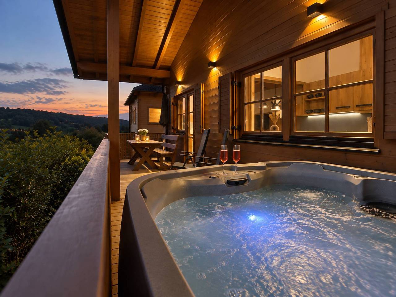 Chalet Leithenwald - Chalet Lusen mit eigenen Whirlpool, eigener Sauna, inkl. Frühstückskorb in Zwiesel, Šumava Mountains