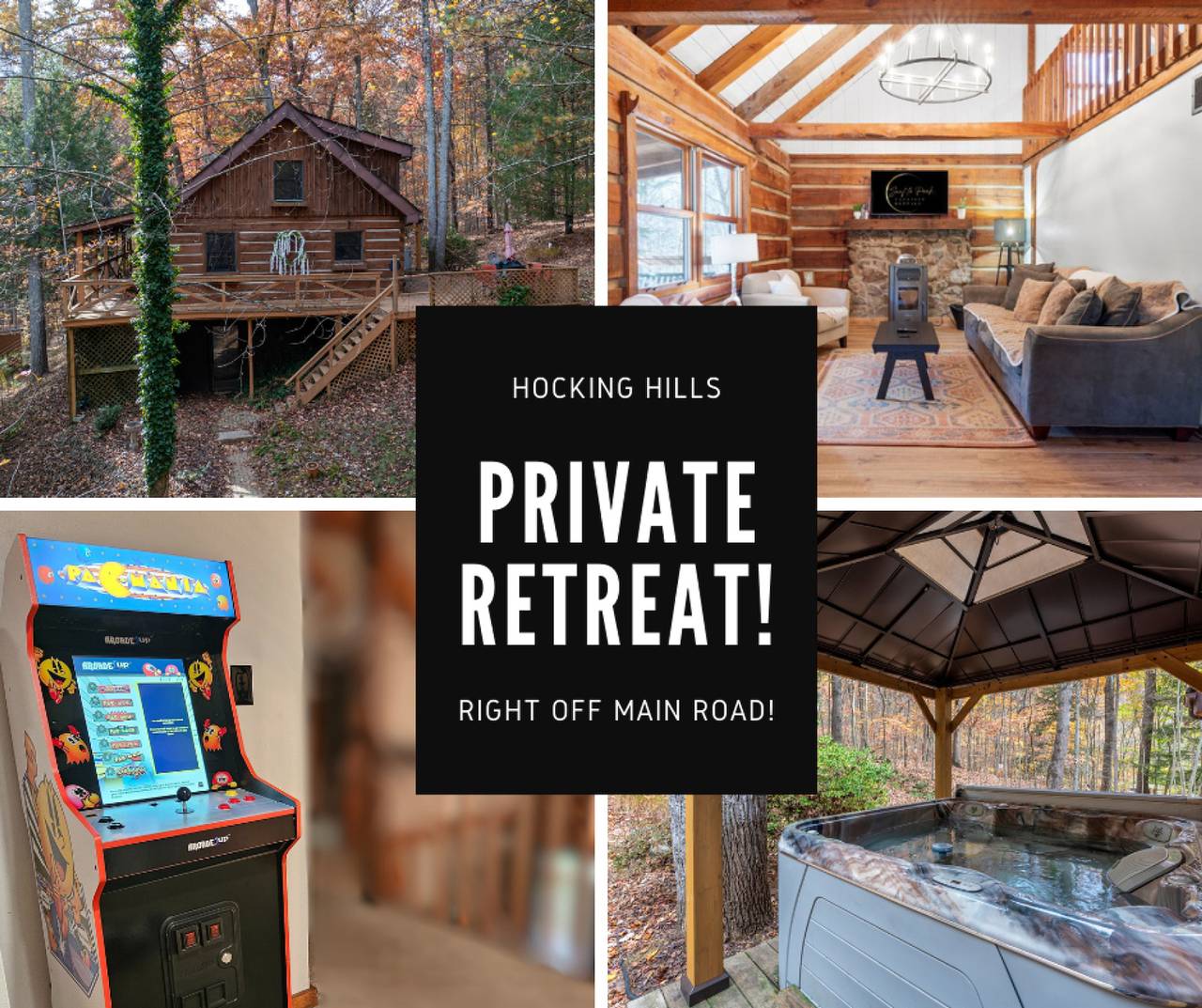 Entire apartment, Private Hot Tub Firepit Secluded Woodland Cabin in Hocking County