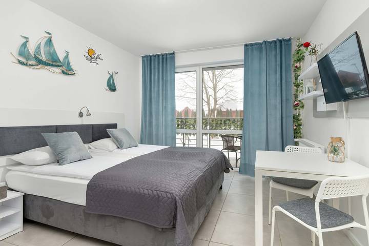 Studio dla 2 osób, z balkon i ogród, Dla rodziny w Jastrzębia Góra