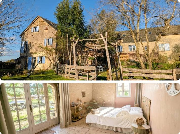 Gîte pour 3 personnes, avec jardin ainsi que vue et piscine, animaux acceptés à Centrès