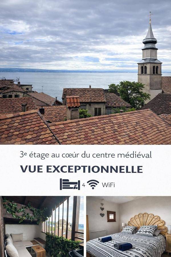 Gîte pour 4 personnes, avec vue sur le lac ainsi que vue et balcon à Yvoire