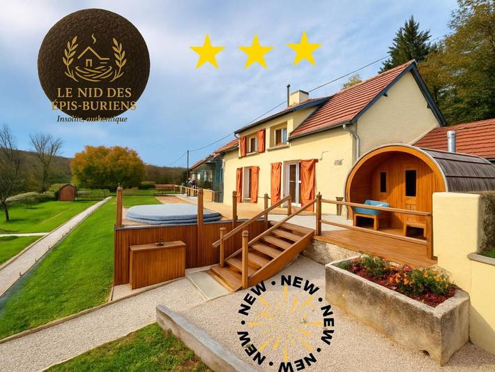 Location de vacances pour 4 personnes, avec Terrasse et Jacuzzi ainsi que Jardin et Sauna à Bure-les-Templiers