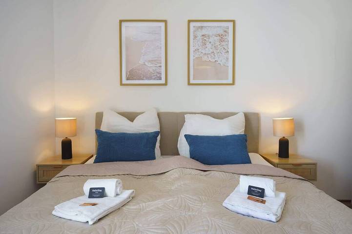 Ganze Wohnung, Luxuriöses 2-Zimmer-Apt im Scandi-Coastal-Stil I Toplage I Familienfreundlich I Balkon I Küche I Netflix I Kostenloser Parkplatz I 65 m2 in Eltville, Eltville am Rhein