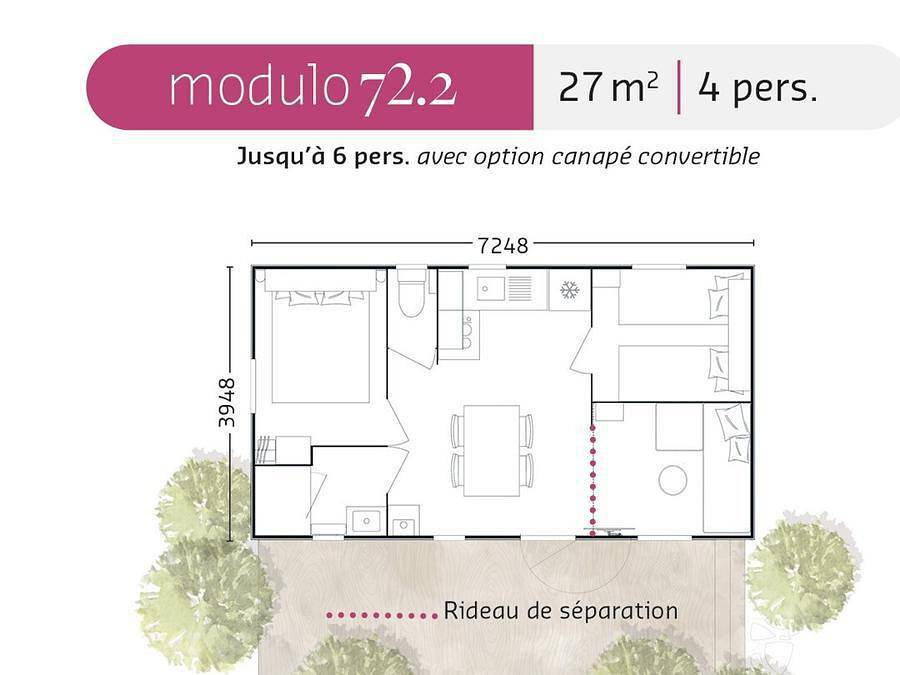 Camping Romanée - le Cormoran - Mobilhome 4 personas - Casa móvil Comfort - 2 habitaciones - Climatización in Ars-en-Ré, Isla de Ré