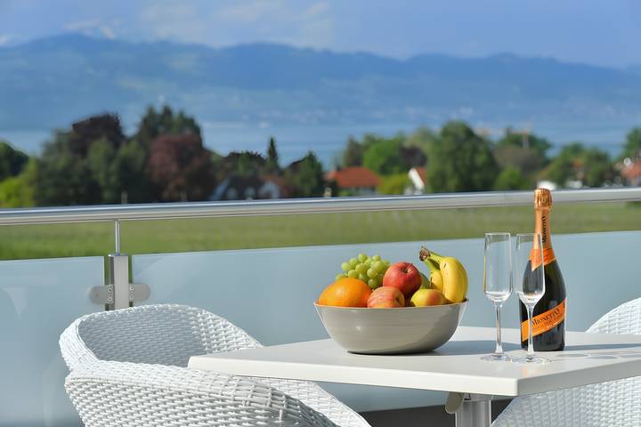 Ganze Wohnung, Apartment „Dinkelbach Traumblick 3 D“ mit Seeblick, Balkon und Wlan in Wasserburg (Bodensee), Bayerisch Schwaben
