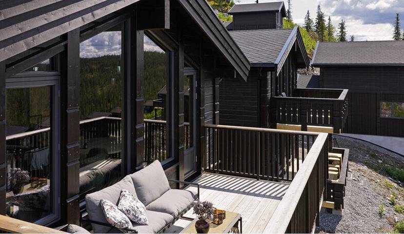 Neu gebaute Hütte bei Norefjell mit Bergpanorama in Norefjell, Krødsherad