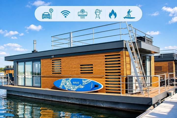 Ferienhaus für 5 Personen, mit Terrasse und Seeblick sowie Ausblick in der Lausitz