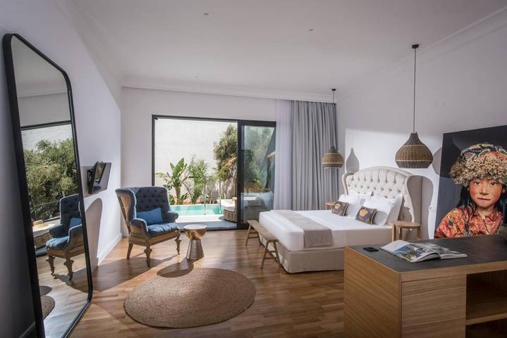 Maison d’hôte pour 3 personnes, avec balcon et jacuzzi, adapté aux familles à Chersónissos