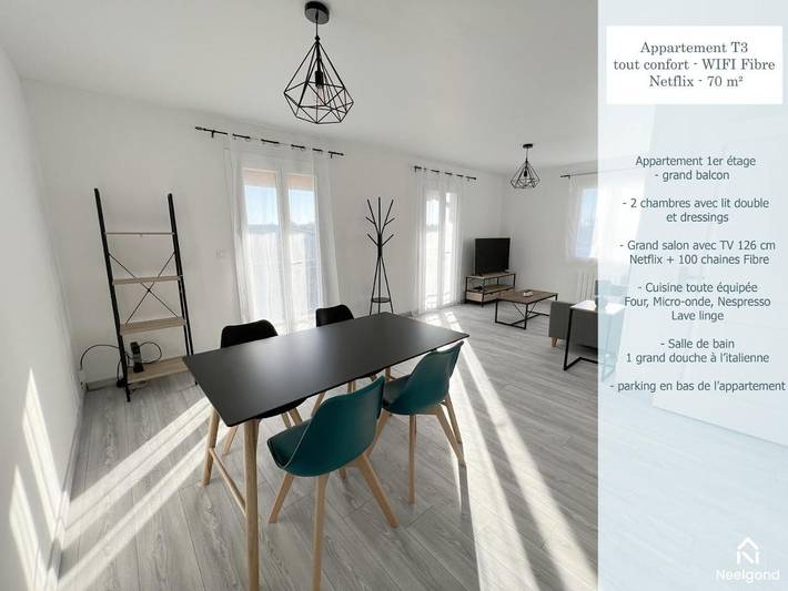 Gîte pour 4 personnes, avec Balcon et Vue à Gond-Pontouvre