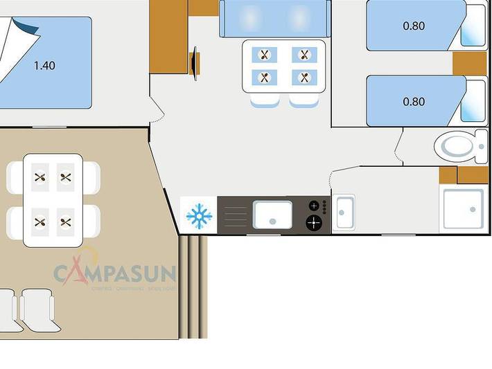 Camping Parc Mogador - Mobilhome 4 personas - Mobil-home Caribe - 24m² - 2 habitaciones in Sanary-sur-Mer, Costa mediterránea (Francia)