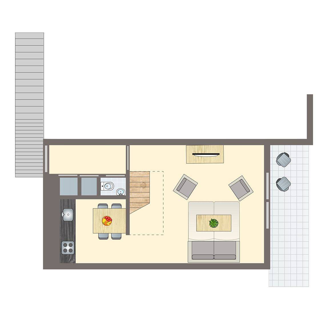 Bungalow für 6 Personen mit Balkon/Terrasse in Lipno, Nationalpark Böhmerwald