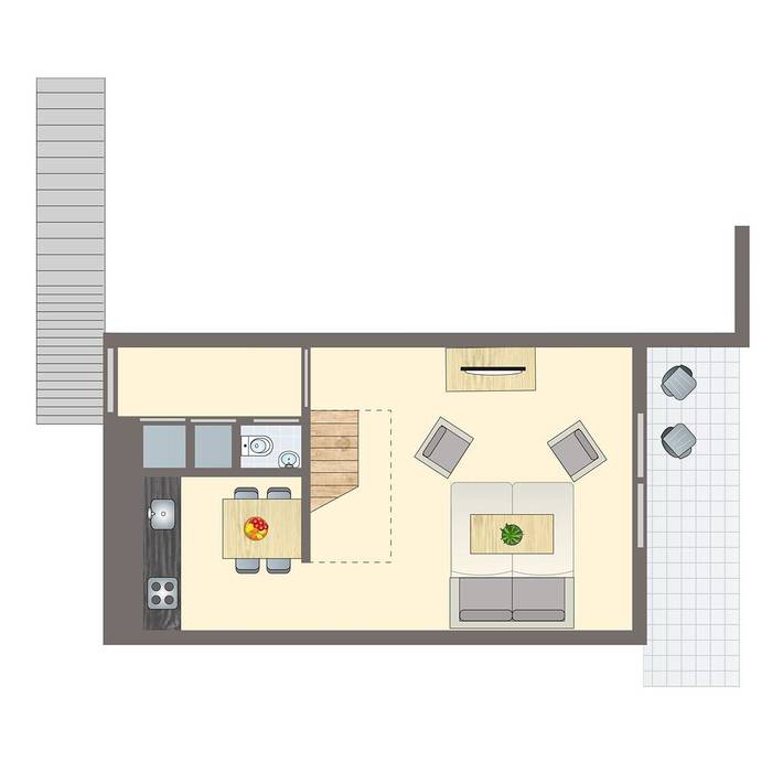 Bungalow für 6 Personen, mit Balkon und Sauna sowie Balkon/Terrasse in Lipno